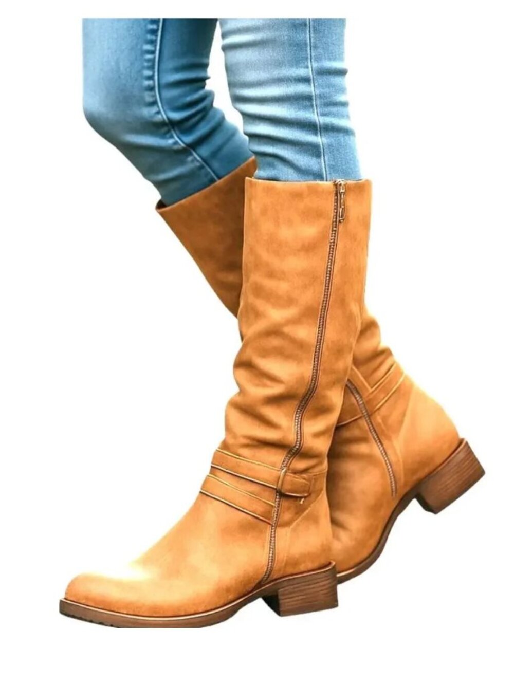 X-Appeal 11 Brown Women's Riding Boots Knee High Shoe Zipper